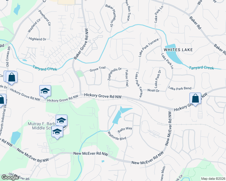 map of restaurants, bars, coffee shops, grocery stores, and more near 4202 Zephyrhills Drive in Acworth