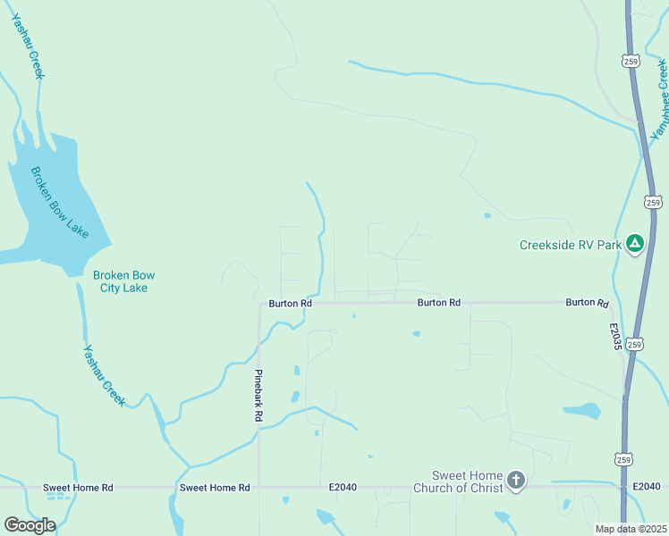 map of restaurants, bars, coffee shops, grocery stores, and more near Hickory Ridge Road in Broken Bow