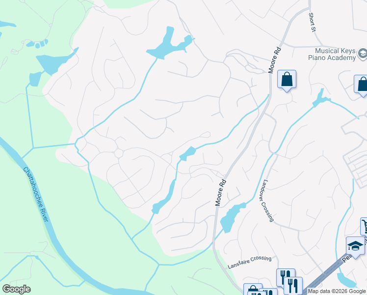 map of restaurants, bars, coffee shops, grocery stores, and more near 1022 Moores Walk Lane in Suwanee