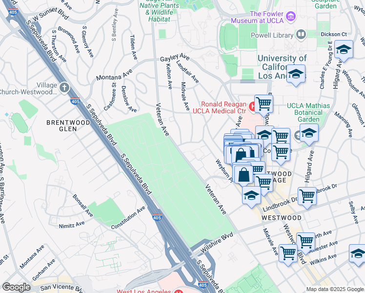 map of restaurants, bars, coffee shops, grocery stores, and more near in Los Angeles