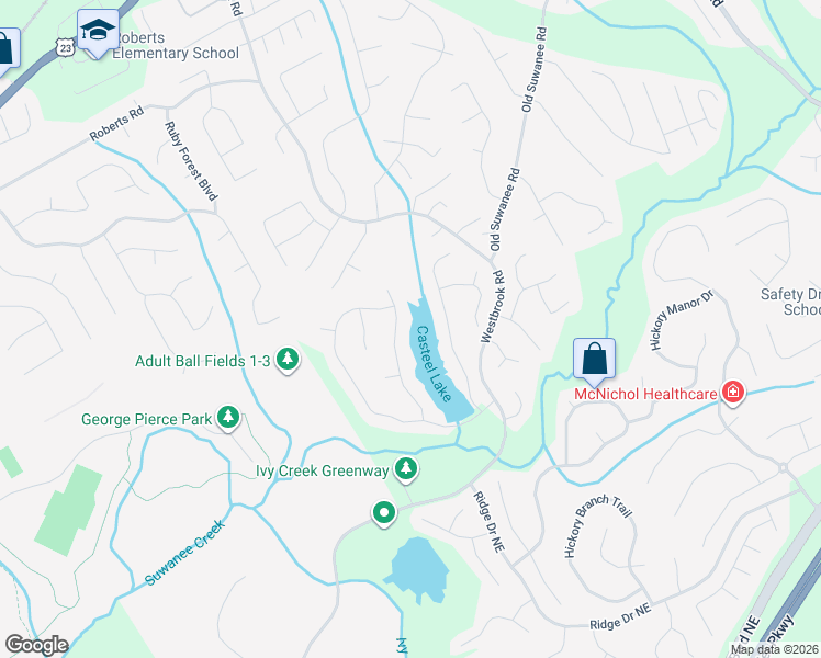 map of restaurants, bars, coffee shops, grocery stores, and more near 3943 Shadow Loch Drive in Suwanee