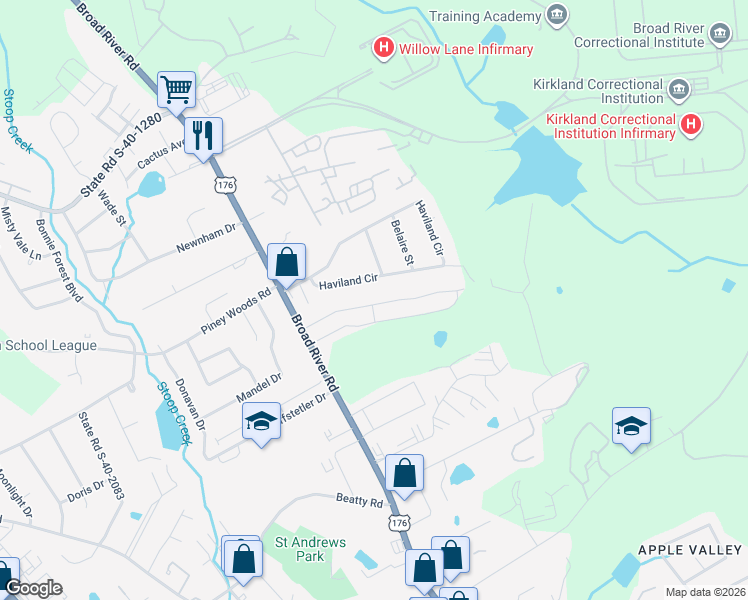 map of restaurants, bars, coffee shops, grocery stores, and more near 453 Regency Park Drive in Columbia