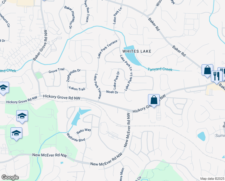 map of restaurants, bars, coffee shops, grocery stores, and more near 2912 Noah Drive in Acworth