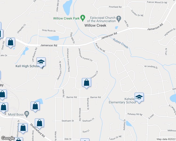 map of restaurants, bars, coffee shops, grocery stores, and more near 1510 Jamerson Landing in Marietta