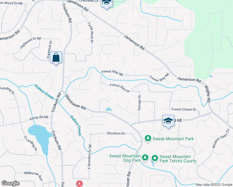 map of restaurants, bars, coffee shops, grocery stores, and more near 4752 Forest Glen Court Northeast in Marietta