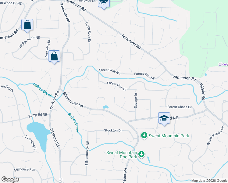 map of restaurants, bars, coffee shops, grocery stores, and more near 2461 Ruger Drive in Marietta
