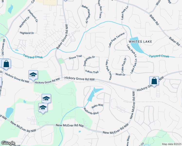 map of restaurants, bars, coffee shops, grocery stores, and more near 4185 Mangrove Terrace in Acworth