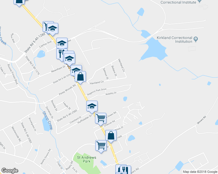 map of restaurants, bars, coffee shops, grocery stores, and more near 461 Regency Park Drive in Columbia