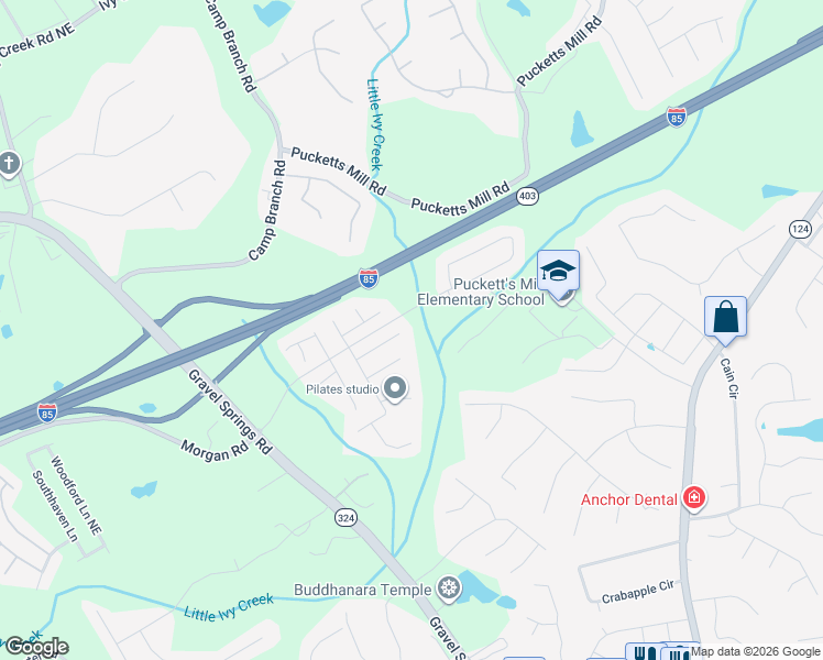 map of restaurants, bars, coffee shops, grocery stores, and more near 2872 Morgan Farm Court in Buford