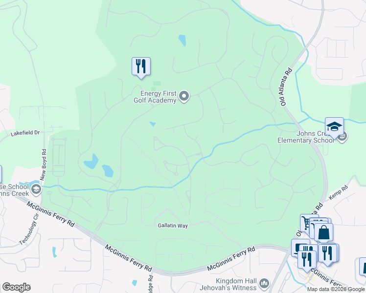 map of restaurants, bars, coffee shops, grocery stores, and more near 8240 Royal Melbourne Way in Duluth