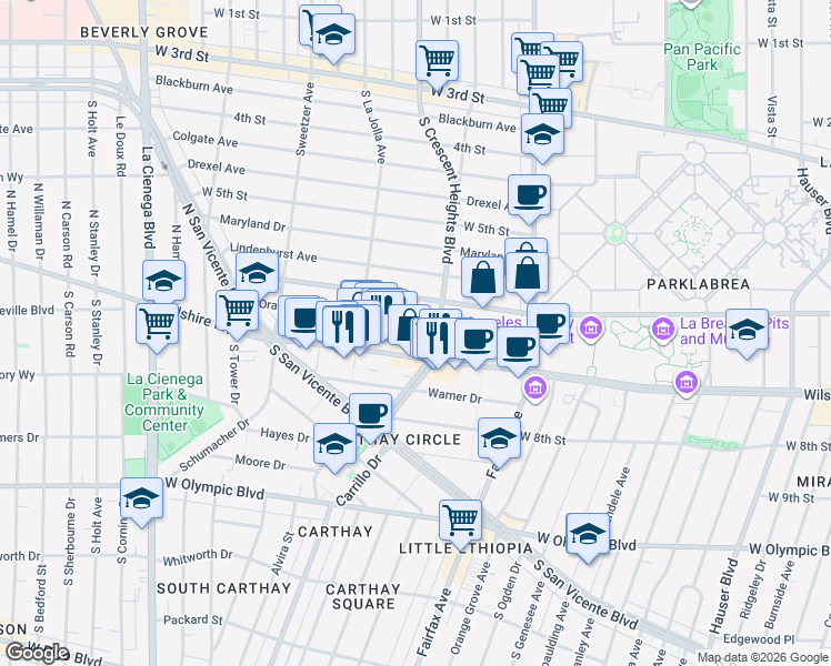 map of restaurants, bars, coffee shops, grocery stores, and more near 6336 West 6th Street in Los Angeles