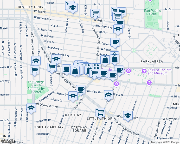 map of restaurants, bars, coffee shops, grocery stores, and more near 6336 West 6th Street in Los Angeles