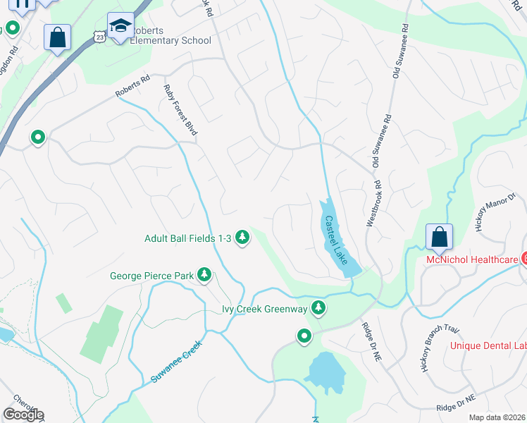map of restaurants, bars, coffee shops, grocery stores, and more near 366 Regal Pines Court in Suwanee