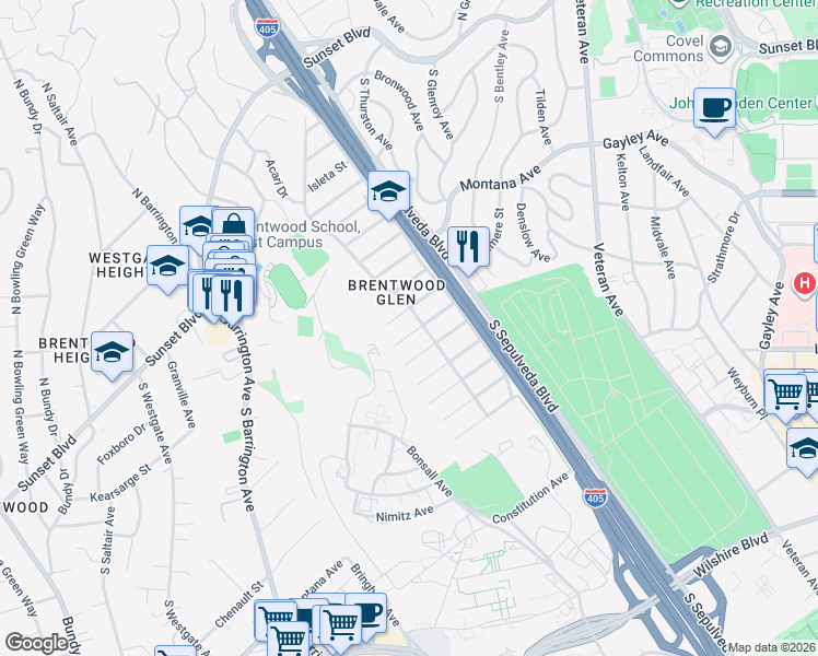 map of restaurants, bars, coffee shops, grocery stores, and more near 11413 Bolas Street in Los Angeles