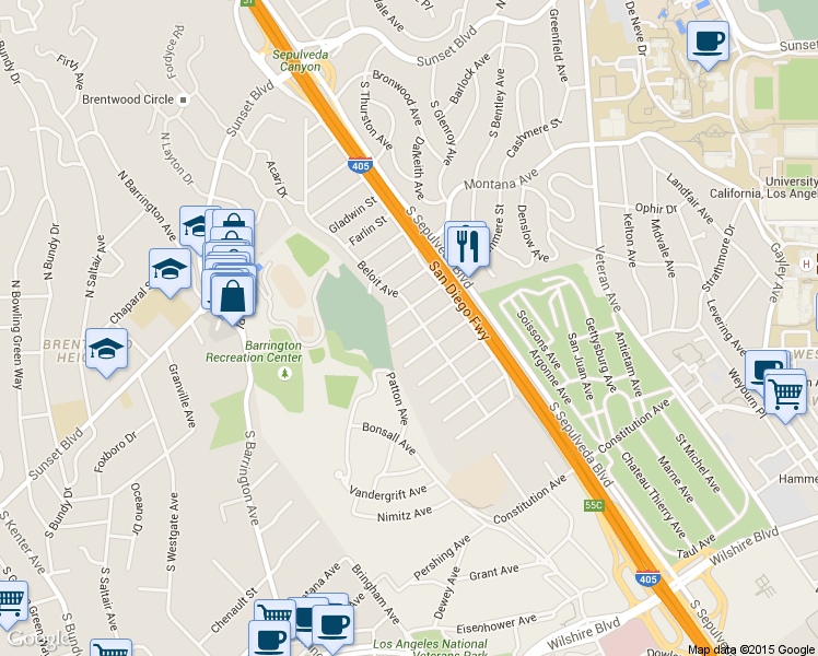 map of restaurants, bars, coffee shops, grocery stores, and more near 11413 Bolas Street in Los Angeles