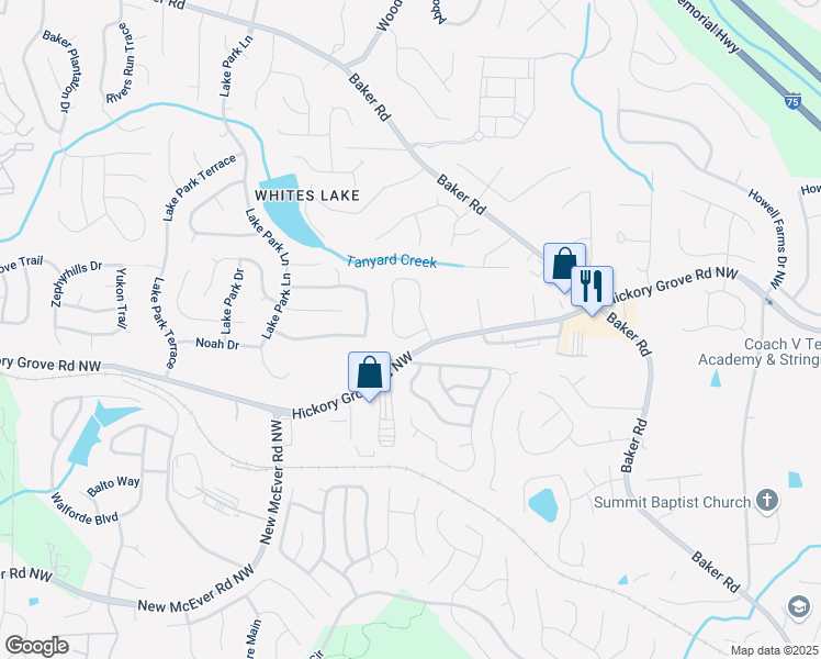 map of restaurants, bars, coffee shops, grocery stores, and more near 4591 Grenadine Circle in Acworth