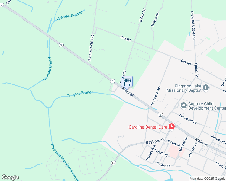 map of restaurants, bars, coffee shops, grocery stores, and more near 2340 Main Street in Loris
