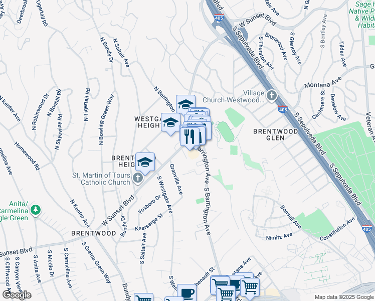 map of restaurants, bars, coffee shops, grocery stores, and more near in Los Angeles