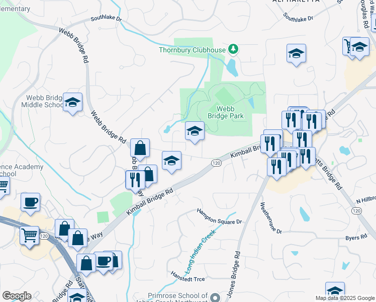 map of restaurants, bars, coffee shops, grocery stores, and more near 4782 Lakeway Place in Alpharetta