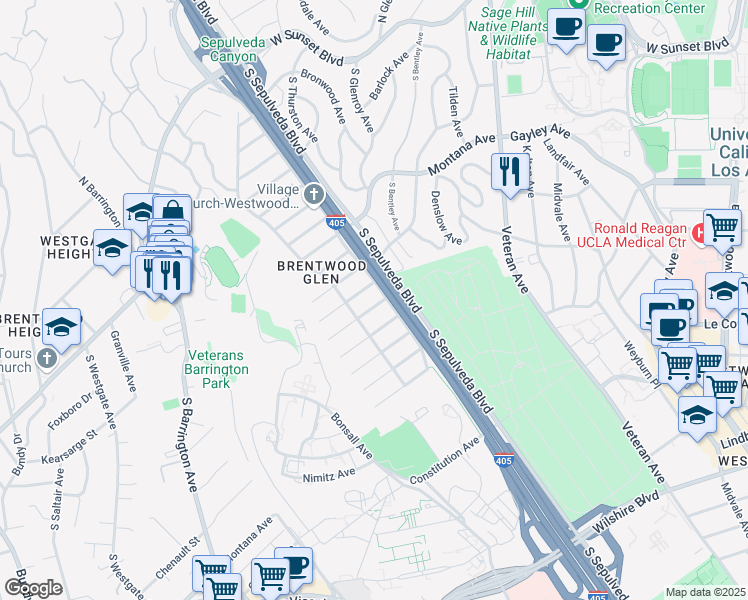 map of restaurants, bars, coffee shops, grocery stores, and more near 11339 Albata Street in Los Angeles