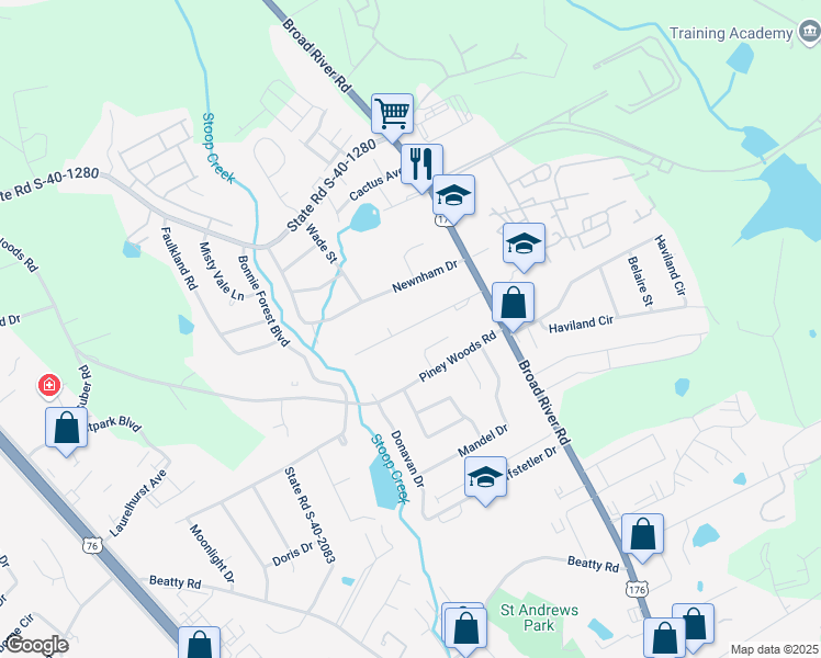 map of restaurants, bars, coffee shops, grocery stores, and more near 1203 State Road S-40-929 in Columbia