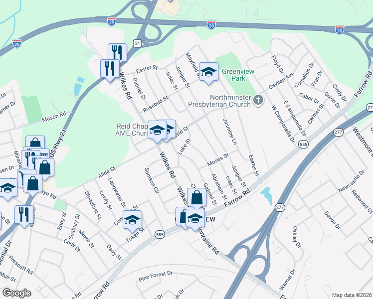map of restaurants, bars, coffee shops, grocery stores, and more near 513 Abraham Street in Columbia