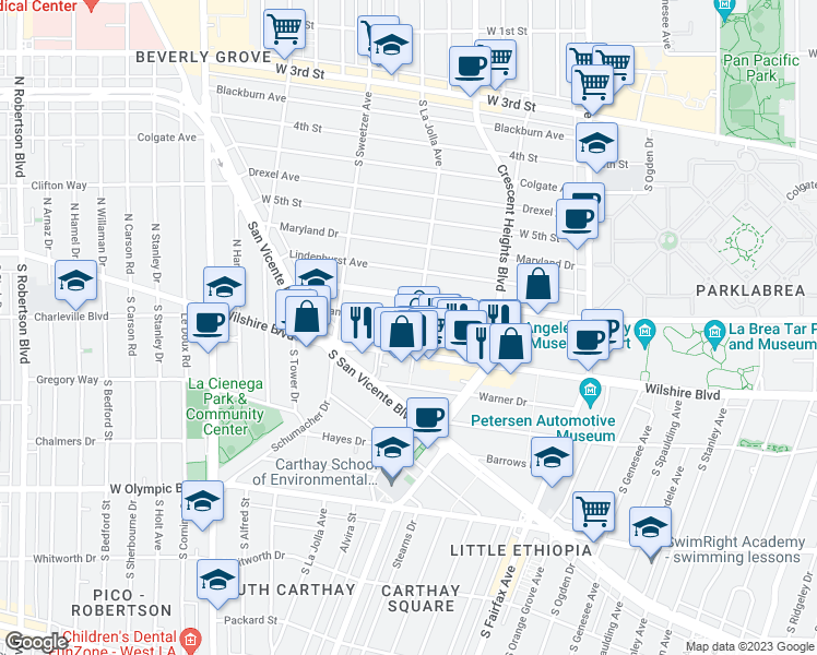 map of restaurants, bars, coffee shops, grocery stores, and more near 6406 1/2 Orange Street in Los Angeles