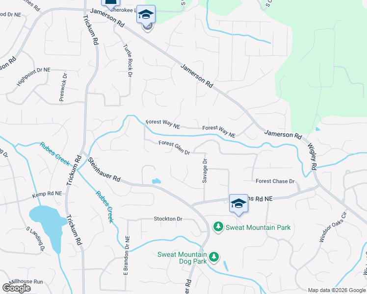 map of restaurants, bars, coffee shops, grocery stores, and more near 2994 Forest Chase Terrace Northeast in Marietta