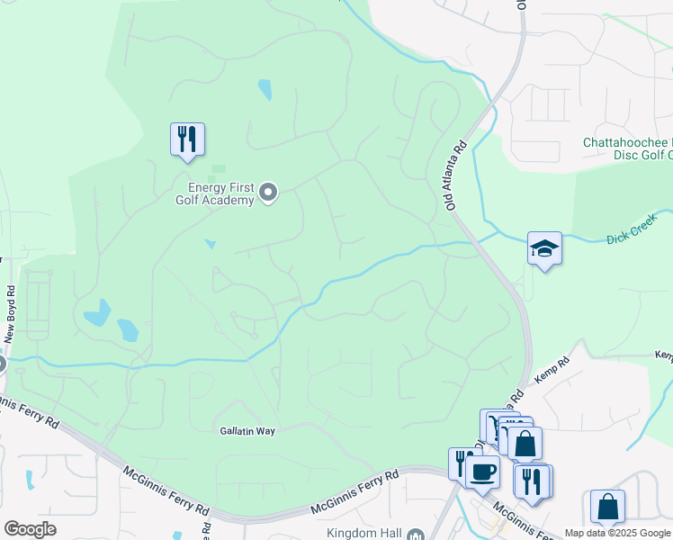 map of restaurants, bars, coffee shops, grocery stores, and more near 8240 Royal Saint Georges Way in Duluth