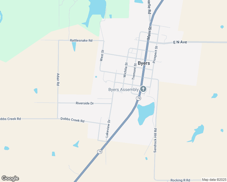 map of restaurants, bars, coffee shops, grocery stores, and more near Harrison Street in Byers