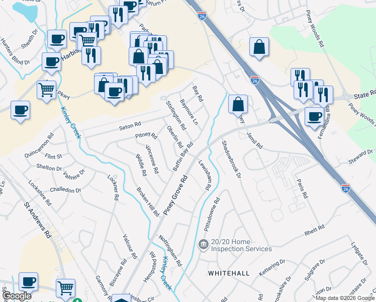 map of restaurants, bars, coffee shops, grocery stores, and more near 1008 Baffin Bay Road in Columbia