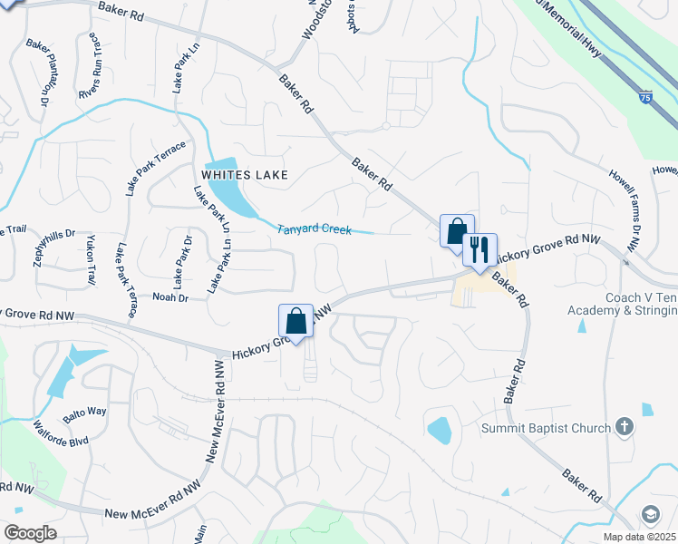 map of restaurants, bars, coffee shops, grocery stores, and more near 4516 Grenadine Circle in Acworth