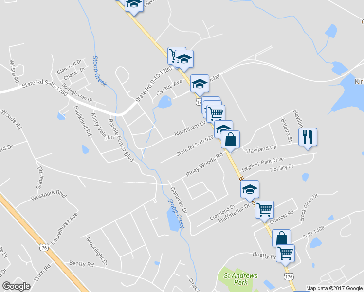 map of restaurants, bars, coffee shops, grocery stores, and more near 1203 State Road S-40-929 in Columbia