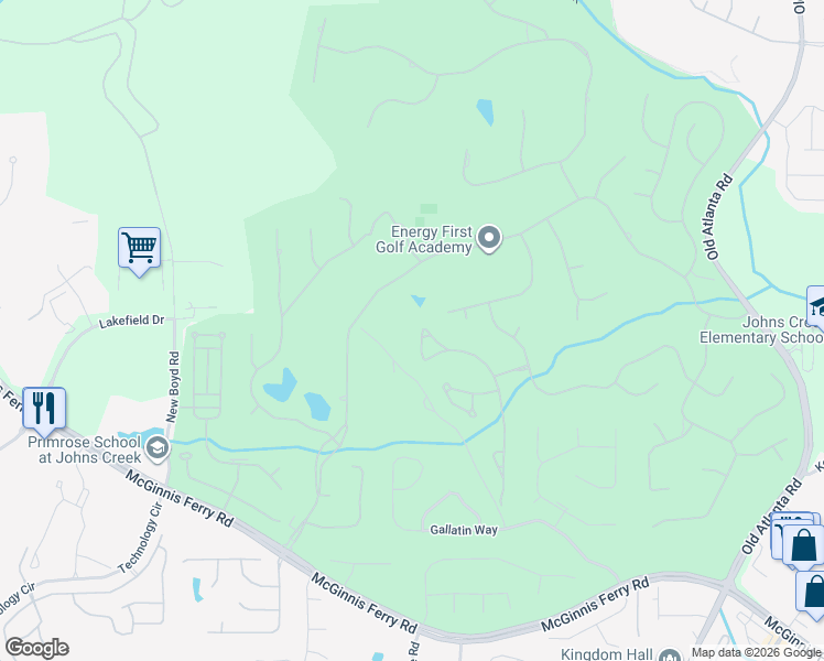 map of restaurants, bars, coffee shops, grocery stores, and more near 8370 Royal Melbourne Way in Duluth