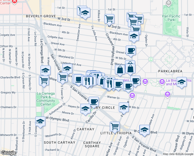map of restaurants, bars, coffee shops, grocery stores, and more near 6336 West 6th Street in Los Angeles