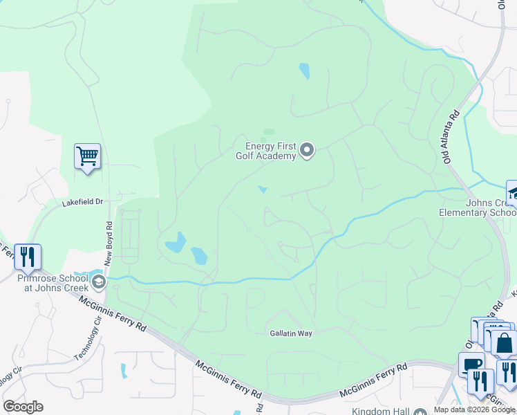 map of restaurants, bars, coffee shops, grocery stores, and more near 8370 Royal Melbourne Way in Duluth