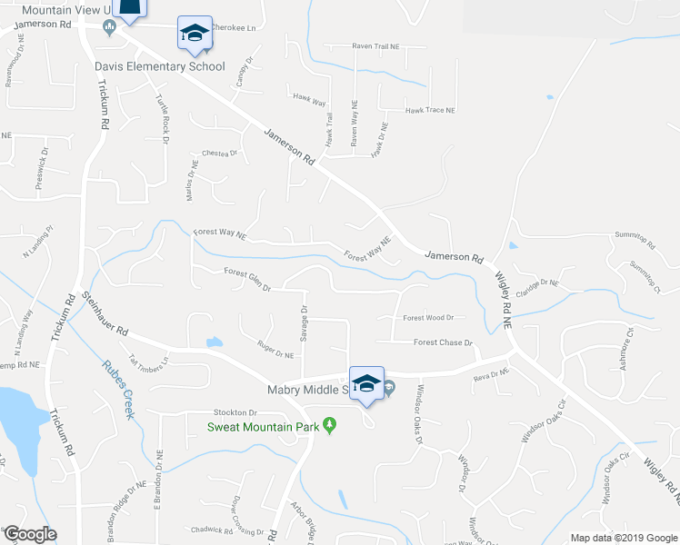 map of restaurants, bars, coffee shops, grocery stores, and more near 2974 Forest Chase Terrace Northeast in Marietta