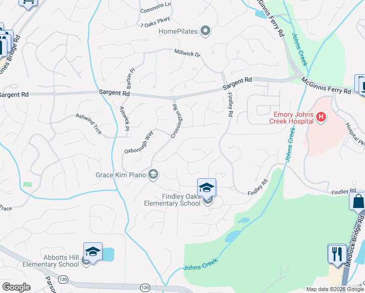 map of restaurants, bars, coffee shops, grocery stores, and more near 5830 Haterleigh Drive in Alpharetta