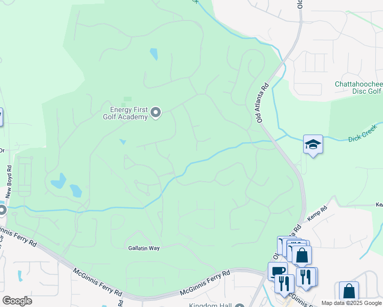 map of restaurants, bars, coffee shops, grocery stores, and more near 8240 Royal Saint Georges Way in Duluth
