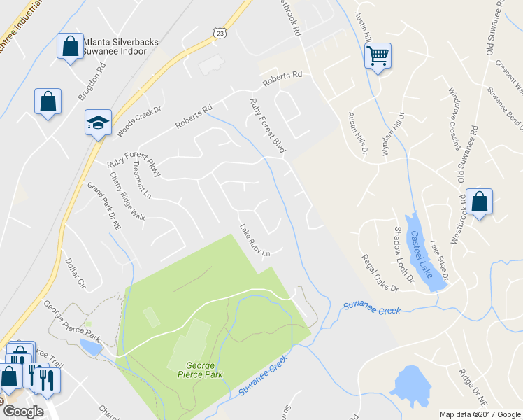map of restaurants, bars, coffee shops, grocery stores, and more near 3975 Magnolia Leaf Lane in Suwanee