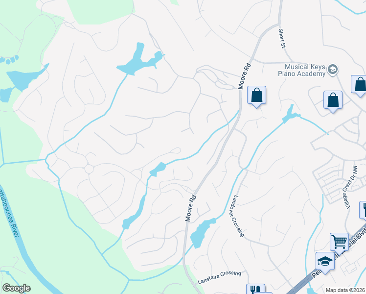 map of restaurants, bars, coffee shops, grocery stores, and more near 901 Moores Walk Lane in Suwanee