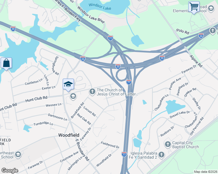 map of restaurants, bars, coffee shops, grocery stores, and more near 2309 Gavin Drive in Columbia
