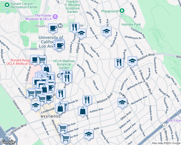 map of restaurants, bars, coffee shops, grocery stores, and more near 851 Glenmont Avenue in Los Angeles