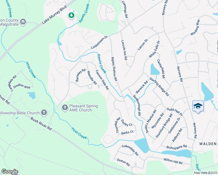 map of restaurants, bars, coffee shops, grocery stores, and more near 138 Cannon Dale Road in Columbia