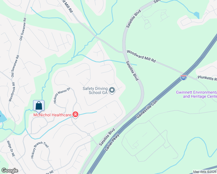map of restaurants, bars, coffee shops, grocery stores, and more near 875 Roxfield Court Northeast in Buford