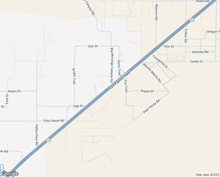 map of restaurants, bars, coffee shops, grocery stores, and more near 50785 California 62 in Morongo Valley
