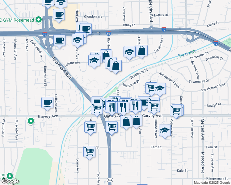 map of restaurants, bars, coffee shops, grocery stores, and more near 3115 Lashbrook Avenue in El Monte