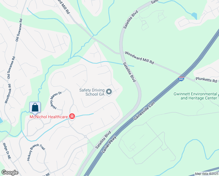 map of restaurants, bars, coffee shops, grocery stores, and more near 895 Roxfield Court Northeast in Buford