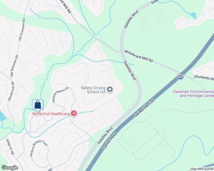 map of restaurants, bars, coffee shops, grocery stores, and more near 875 Roxfield Court Northeast in Buford