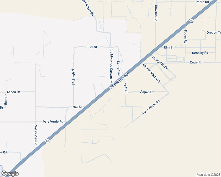 map of restaurants, bars, coffee shops, grocery stores, and more near 50785 29 Palms Highway in Morongo Valley